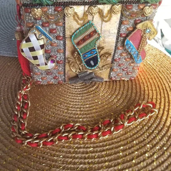 Mary Frances Red Velvet and Beaded Christmas Stockings Hard Shell Purse